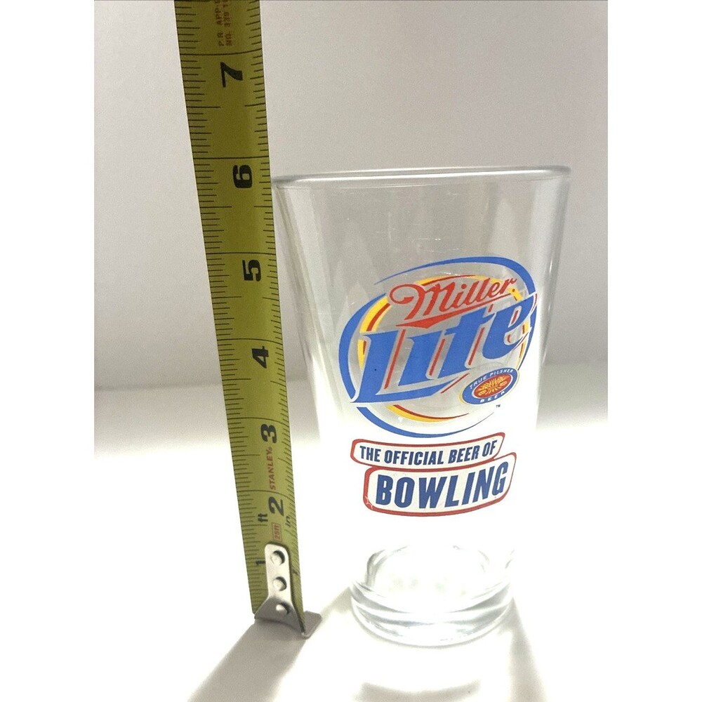 BOWLING Miller Lite "The Official Beer Of Bowling" Pint Glass 16 oz Drinking Cup - Picture 4 of 4